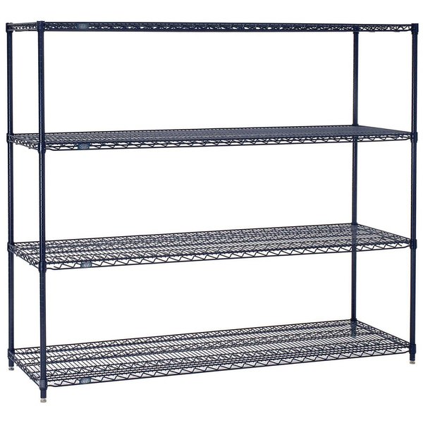 Nexel Nexelon Wire Shelving, Blue Epoxy, 72W X 14D X 74H 14727N